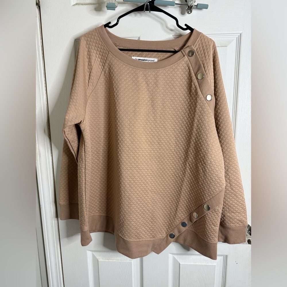 The Sweatshirt Project Quilted Sweatshirt with Button Detail